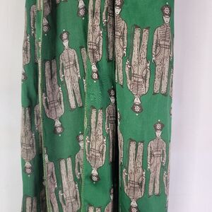 Green Silky Scarf with Police Officer Print